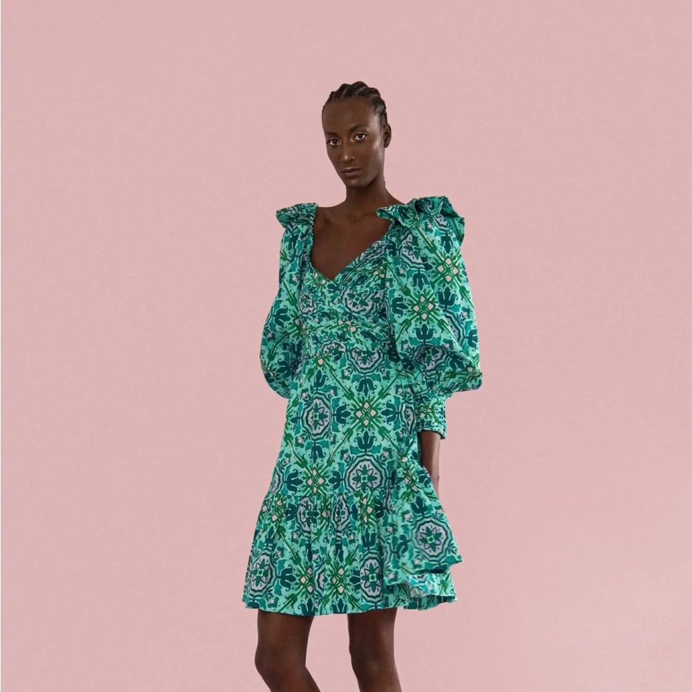 Atelier 17.56 Green Puffy Sleeve Chiara Dress